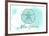 New Jersey - Sand Dollar - Teal - Coastal Icon-Lantern Press-Framed Premium Giclee Print