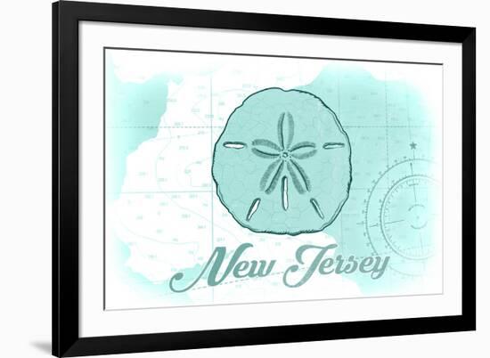 New Jersey - Sand Dollar - Teal - Coastal Icon-Lantern Press-Framed Premium Giclee Print