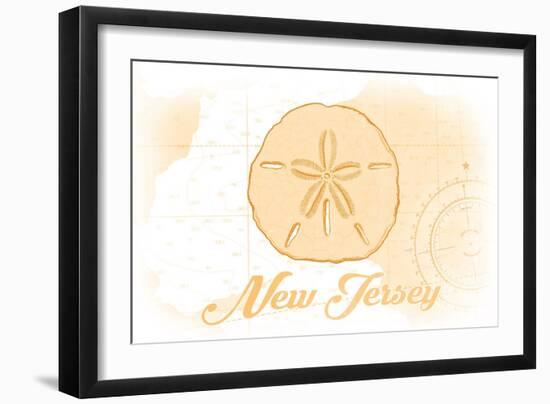 New Jersey - Sand Dollar - Yellow - Coastal Icon-Lantern Press-Framed Art Print