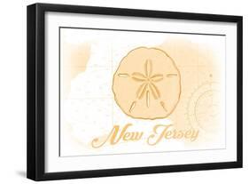 New Jersey - Sand Dollar - Yellow - Coastal Icon-Lantern Press-Framed Art Print