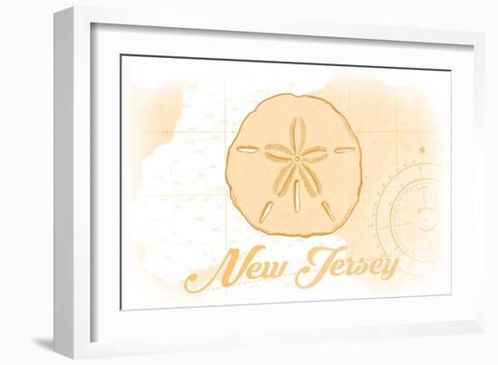 New Jersey - Sand Dollar - Yellow - Coastal Icon-Lantern Press-Framed Art Print