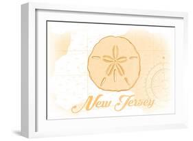 New Jersey - Sand Dollar - Yellow - Coastal Icon-Lantern Press-Framed Art Print