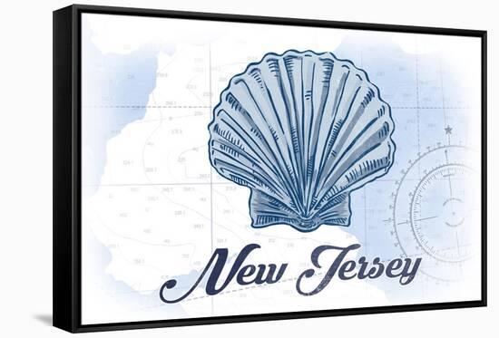 New Jersey - Scallop Shell - Blue - Coastal Icon-Lantern Press-Framed Stretched Canvas