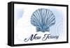 New Jersey - Scallop Shell - Blue - Coastal Icon-Lantern Press-Framed Stretched Canvas