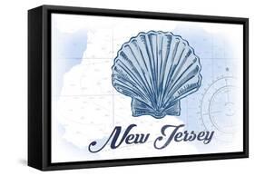 New Jersey - Scallop Shell - Blue - Coastal Icon-Lantern Press-Framed Stretched Canvas