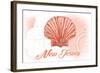 New Jersey - Scallop Shell - Coral - Coastal Icon-Lantern Press-Framed Art Print