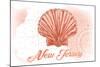 New Jersey - Scallop Shell - Coral - Coastal Icon-Lantern Press-Mounted Art Print