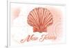 New Jersey - Scallop Shell - Coral - Coastal Icon-Lantern Press-Framed Art Print