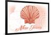 New Jersey - Scallop Shell - Coral - Coastal Icon-Lantern Press-Framed Art Print