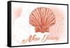 New Jersey - Scallop Shell - Coral - Coastal Icon-Lantern Press-Framed Stretched Canvas