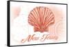 New Jersey - Scallop Shell - Coral - Coastal Icon-Lantern Press-Framed Stretched Canvas