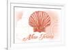 New Jersey - Scallop Shell - Coral - Coastal Icon-Lantern Press-Framed Premium Giclee Print