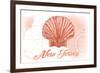 New Jersey - Scallop Shell - Coral - Coastal Icon-Lantern Press-Framed Premium Giclee Print