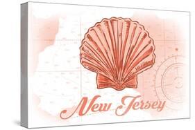 New Jersey - Scallop Shell - Coral - Coastal Icon-Lantern Press-Stretched Canvas