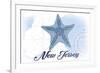 New Jersey - Starfish - Blue - Coastal Icon-Lantern Press-Framed Premium Giclee Print