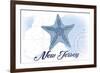 New Jersey - Starfish - Blue - Coastal Icon-Lantern Press-Framed Premium Giclee Print