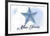 New Jersey - Starfish - Blue - Coastal Icon-Lantern Press-Framed Premium Giclee Print