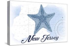 New Jersey - Starfish - Blue - Coastal Icon-Lantern Press-Stretched Canvas