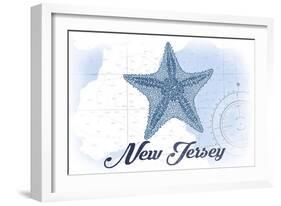 New Jersey - Starfish - Blue - Coastal Icon-Lantern Press-Framed Art Print