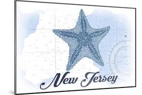 New Jersey - Starfish - Blue - Coastal Icon-Lantern Press-Mounted Art Print