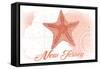 New Jersey - Starfish - Coral - Coastal Icon-Lantern Press-Framed Stretched Canvas