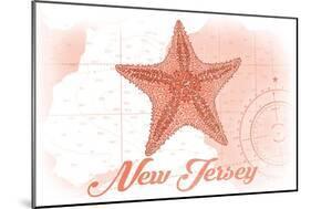 New Jersey - Starfish - Coral - Coastal Icon-Lantern Press-Mounted Art Print