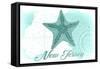 New Jersey - Starfish - Teal - Coastal Icon-Lantern Press-Framed Stretched Canvas