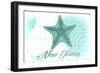 New Jersey - Starfish - Teal - Coastal Icon-Lantern Press-Framed Art Print