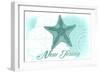 New Jersey - Starfish - Teal - Coastal Icon-Lantern Press-Framed Art Print
