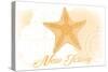 New Jersey - Starfish - Yellow - Coastal Icon-Lantern Press-Stretched Canvas