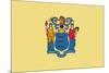 New Jersey State Flag-Lantern Press-Mounted Premium Giclee Print