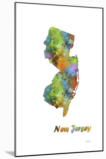 New Jersey State Map 1-Marlene Watson-Mounted Giclee Print