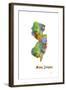 New Jersey State Map 1-Marlene Watson-Framed Giclee Print