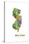 New Jersey State Map 1-Marlene Watson-Stretched Canvas