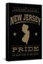 New Jersey State Pride - Gold on Black-Lantern Press-Framed Stretched Canvas