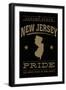 New Jersey State Pride - Gold on Black-Lantern Press-Framed Art Print