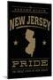 New Jersey State Pride - Gold on Black-Lantern Press-Mounted Art Print