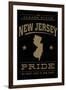 New Jersey State Pride - Gold on Black-Lantern Press-Framed Art Print