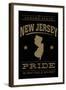 New Jersey State Pride - Gold on Black-Lantern Press-Framed Art Print