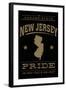 New Jersey State Pride - Gold on Black-Lantern Press-Framed Art Print