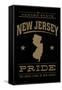 New Jersey State Pride - Gold on Black-Lantern Press-Framed Stretched Canvas