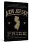 New Jersey State Pride - Gold on Black-Lantern Press-Stretched Canvas