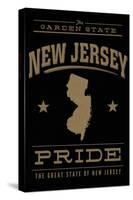 New Jersey State Pride - Gold on Black-Lantern Press-Stretched Canvas