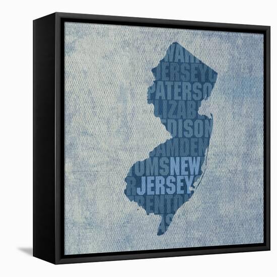 New Jersey State Words-David Bowman-Framed Stretched Canvas
