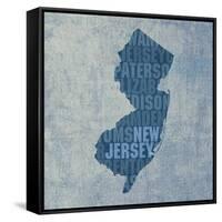 New Jersey State Words-David Bowman-Framed Stretched Canvas