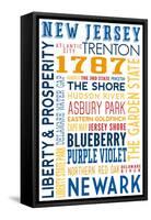 New Jersey - Typography-Lantern Press-Framed Stretched Canvas