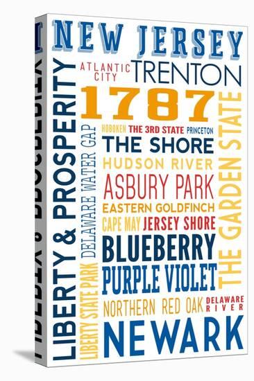 New Jersey - Typography-Lantern Press-Stretched Canvas