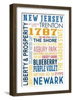 New Jersey - Typography-Lantern Press-Framed Art Print