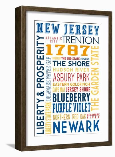 New Jersey - Typography-Lantern Press-Framed Art Print