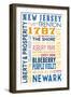 New Jersey - Typography-Lantern Press-Framed Art Print